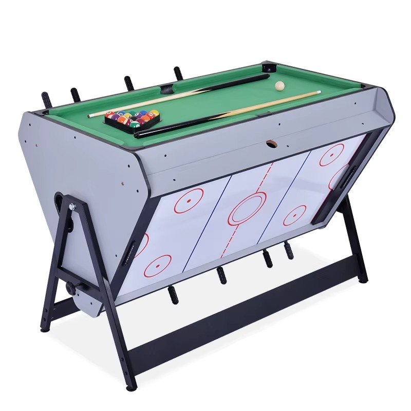 Indoor Sport Kid's Play 4FT 3 in 1 Multi Functions Rotating Triangle Shape Soccer Air Hockey Billiard Game Tables