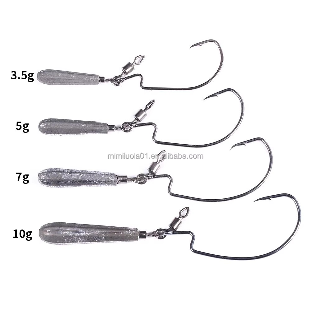 Wholesale JI132 3.5g 5g 7g 10g 5pcs/bag Jig Head Crank Fishing Hooks with Lead Pendant Weights