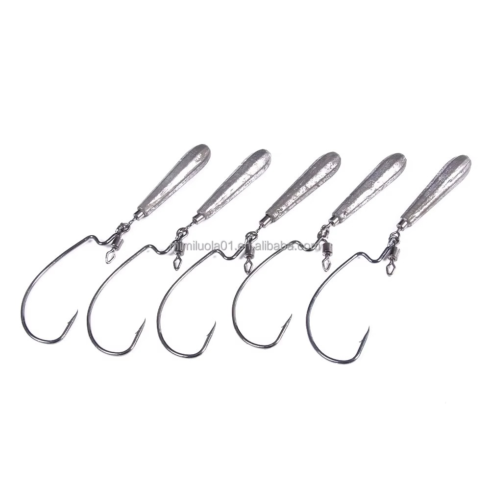 Wholesale JI132 3.5g 5g 7g 10g 5pcs/bag Jig Head Crank Fishing Hooks with Lead Pendant Weights