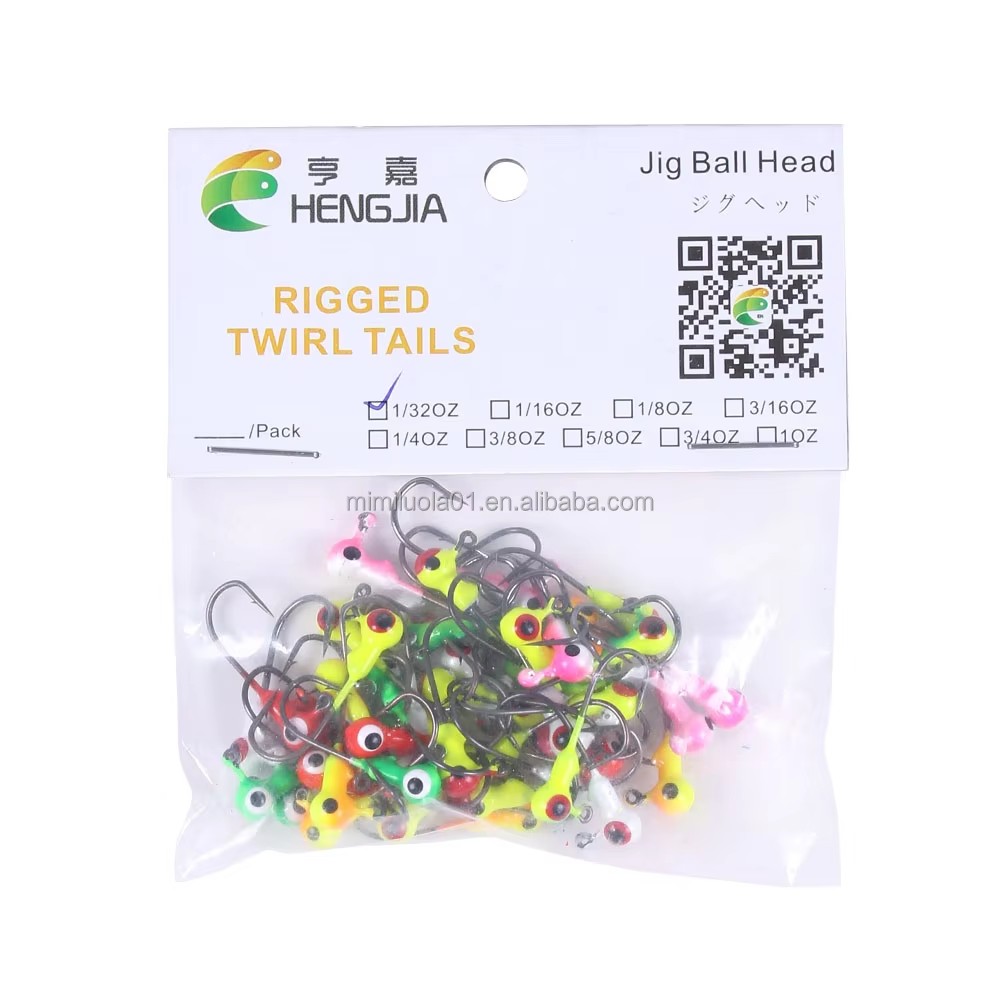 Wholesale JI001 1g 50pcs/bag Mixed Colors Big Eye Mini Lead Jig Head Hooks