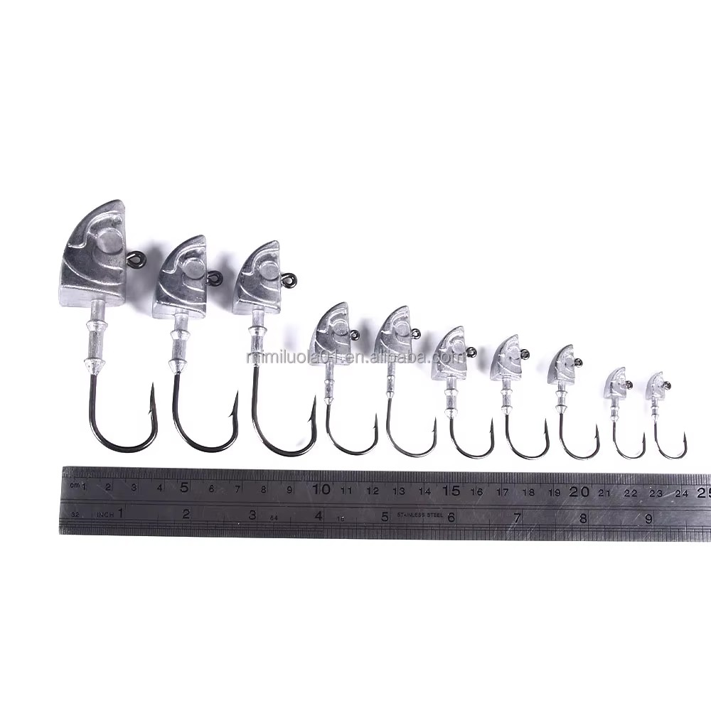 Wholesale JI101 5g 7g 9g 14g 21g 28g 36g 55g 75g 150g Fish Head Shape Lead Jig Head Fishing Hooks