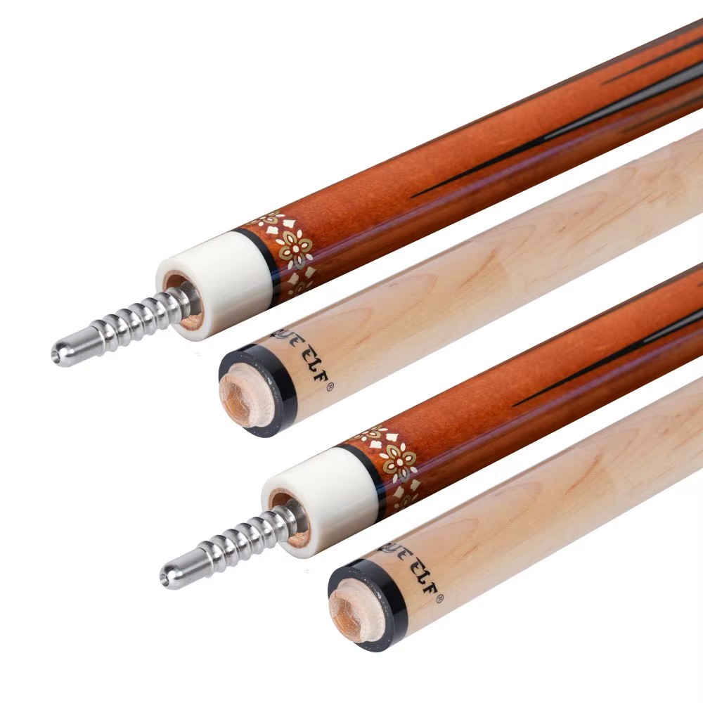 Orange Carbon Fiber and Maple Dual Shaft Carom Cue Carom Cue Sticks with Radial Pin Joint