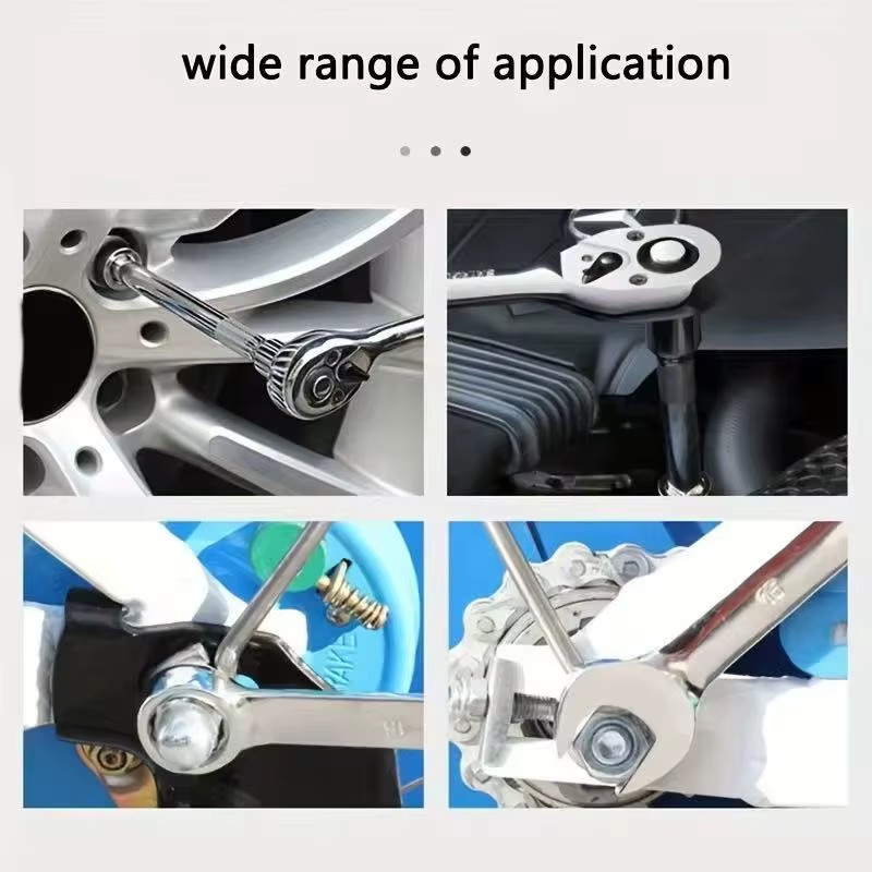 Chrome Vanadium Steel Manual Automotive Repair Tool Kit Durable Metric Ratchet Socket Wrench Hand-Power Source OEM Customizable