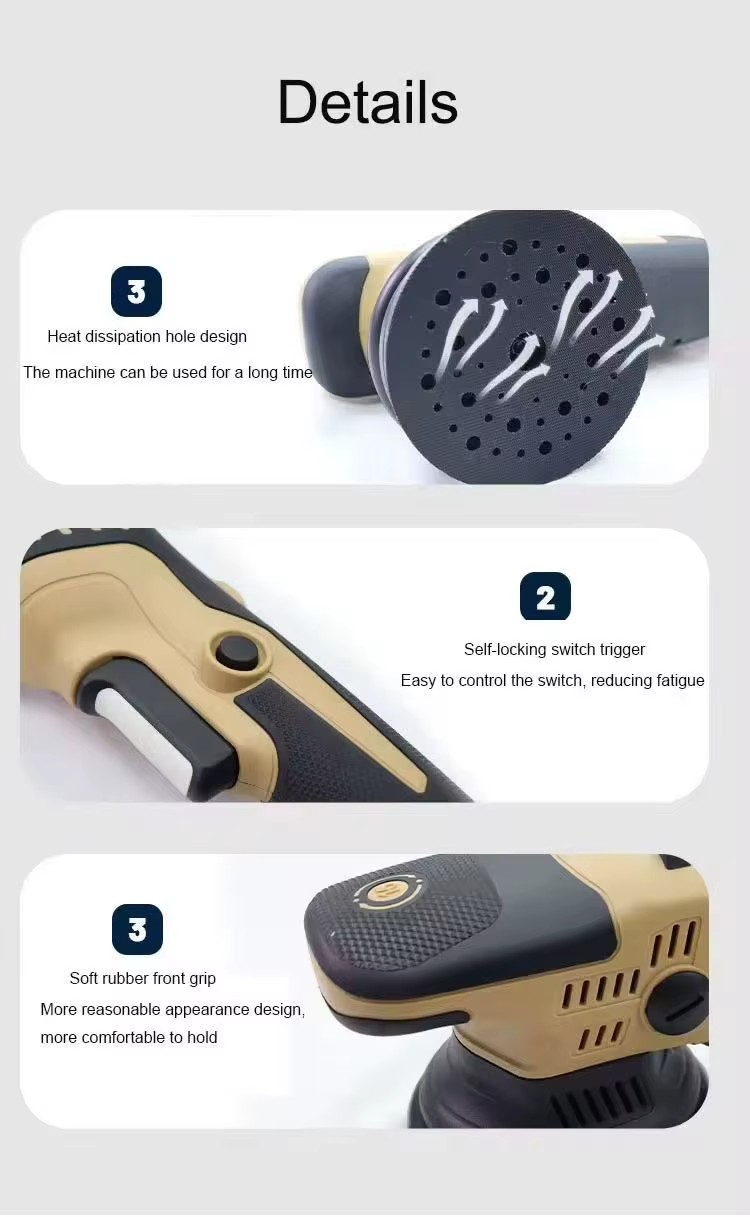 AE 450W DC 18V Cordless Rotary Dual Action Car Polisher with 4Ah Lithium Battery Portable 5-Inch Pad for Car Care Waxing