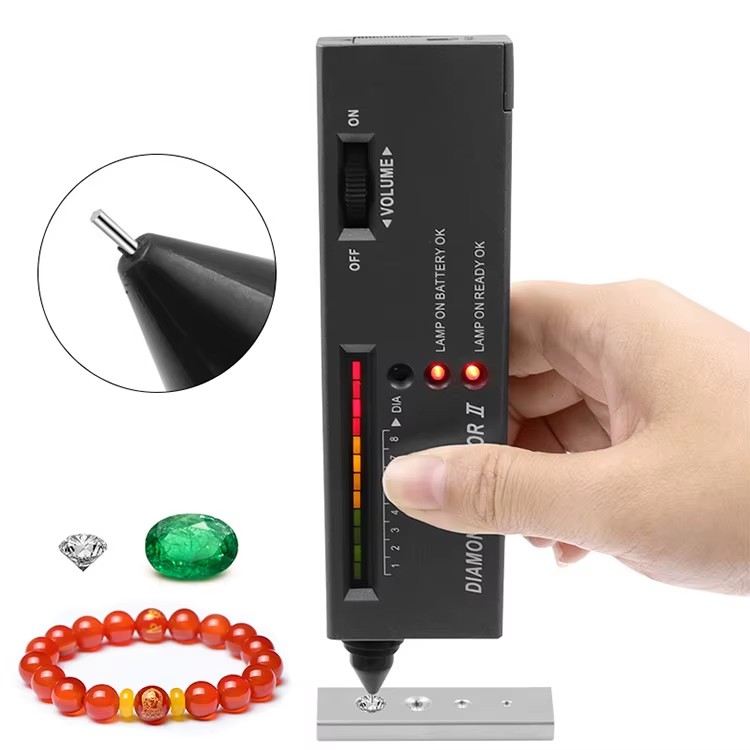 Compact Diamond Tester Pen Upgraded Gemstone Selector LED Indicator Accurate High Accuracy Tool for Jewelry Novice Expert Black