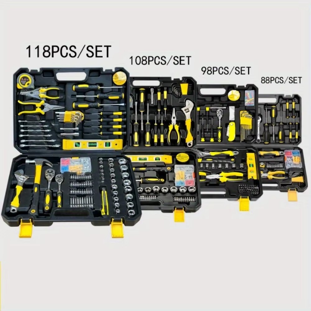 Home Multi-Functional Tool Box 118 PCS Set with Pliers Screwdrivers & More-Hardware Tools for Woodworking and Auto Repair