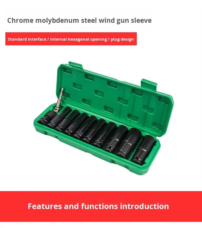 11 PCS Hex Socket Set for Impact Wrench Air Gun Pneumatic Wrench CR-V Steel Automotive Repair Heavy Duty Mechanic Tool