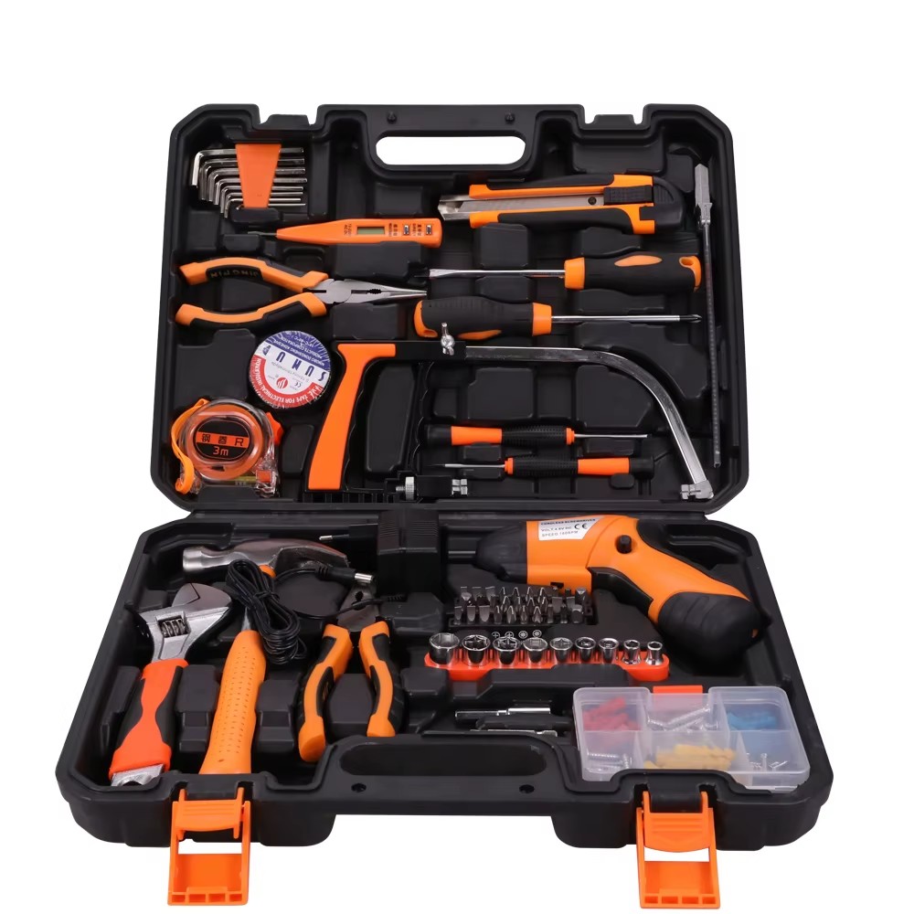 115 Hardware Tools Electric Hand Drill Tool Set Woodworking Machine Impact Drill With Plastic Toolbox Storage Case