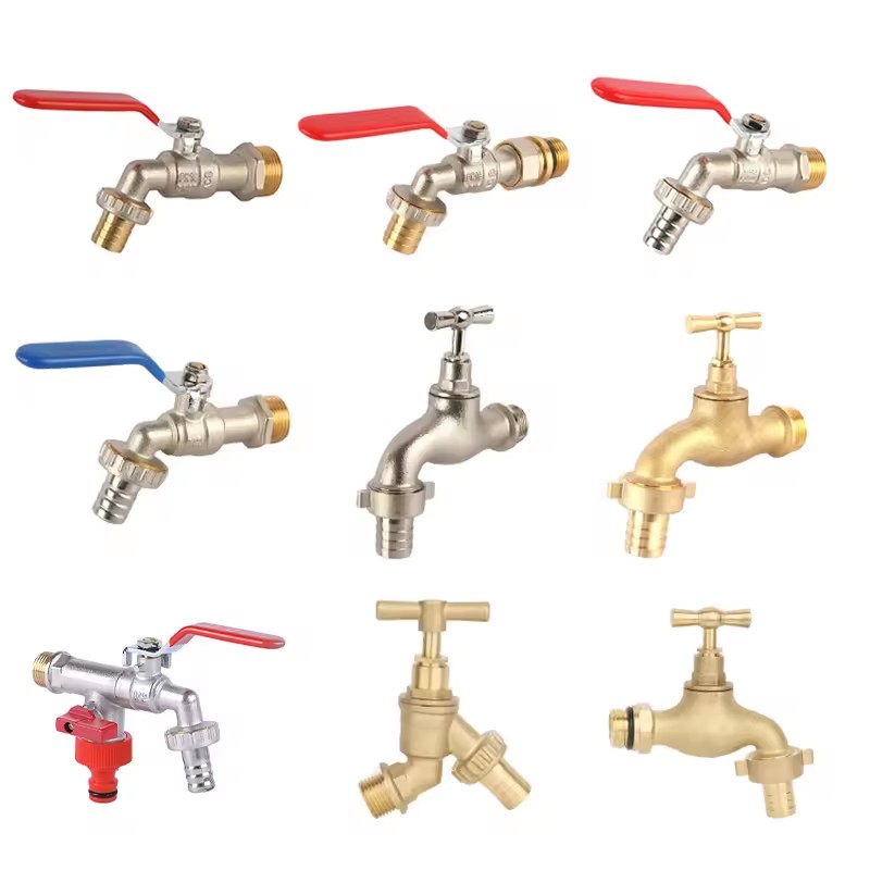 1/2-1" Male Thread Handle Brass Bibcock Washing Outdoor Garden Hose Bibcock Brass Water Tap