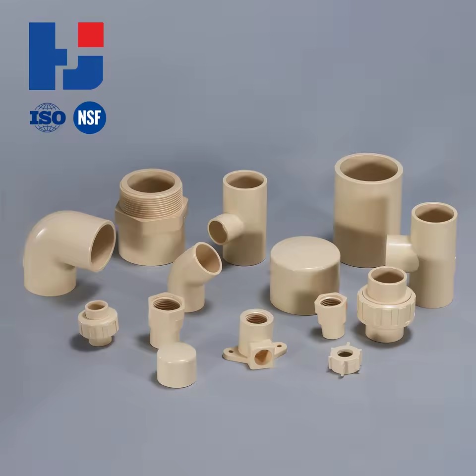 HJ Factory CPVC ASTM D2846 Hot Cold Water Pipe Fittings Coupling Male Adapter Tee 90 Deg Elbow