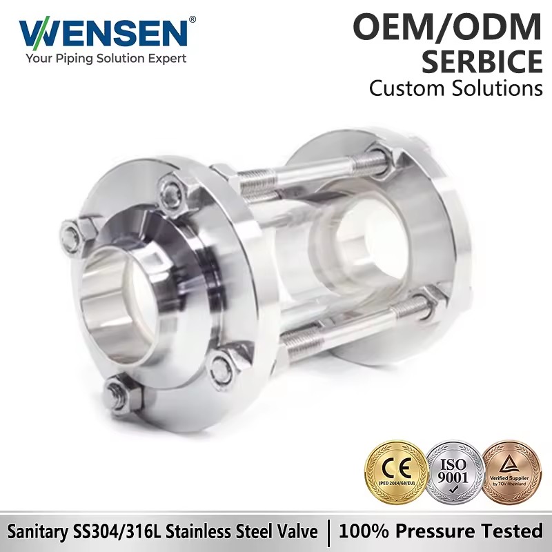 Wensen 304 Stainless Steel Weld-On Sight Glass - Straight Sight Tube with Protective Cover Observation Window