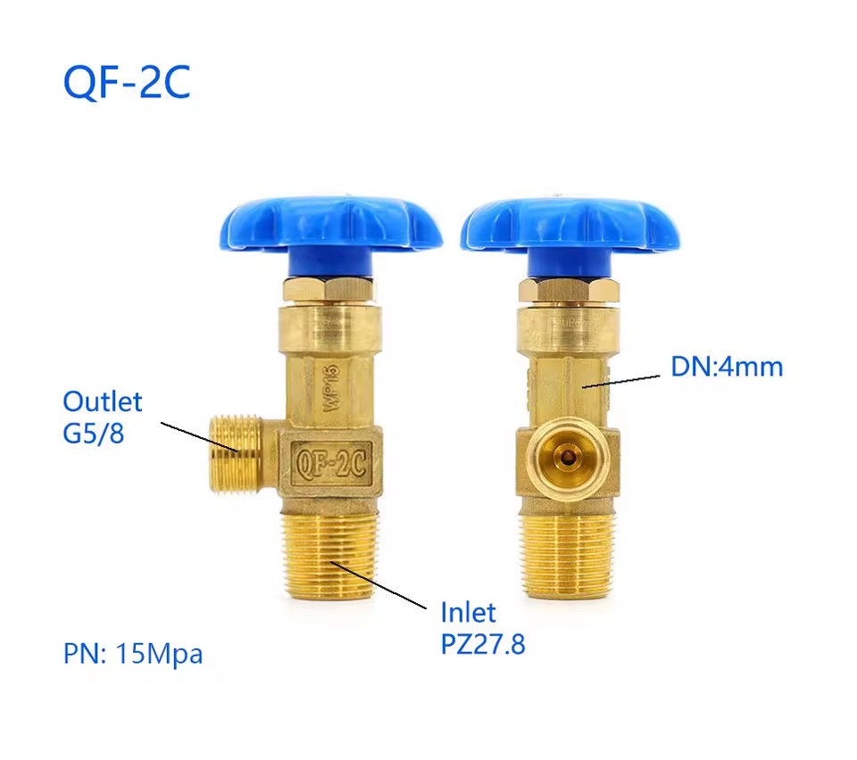 Gas Cylinder Valve QF-2C Carbon Dioxide Brass Valve for Oxygen Cylinder Gas Valve Industrial and LPG Gases Brass Regulator