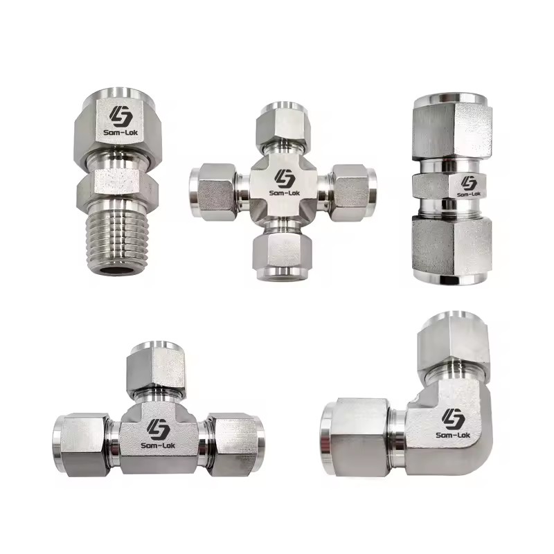 Stainless Steel Double Ferrule Metric 2mm to 50mm Tube Fittings 4-Way Union Cross