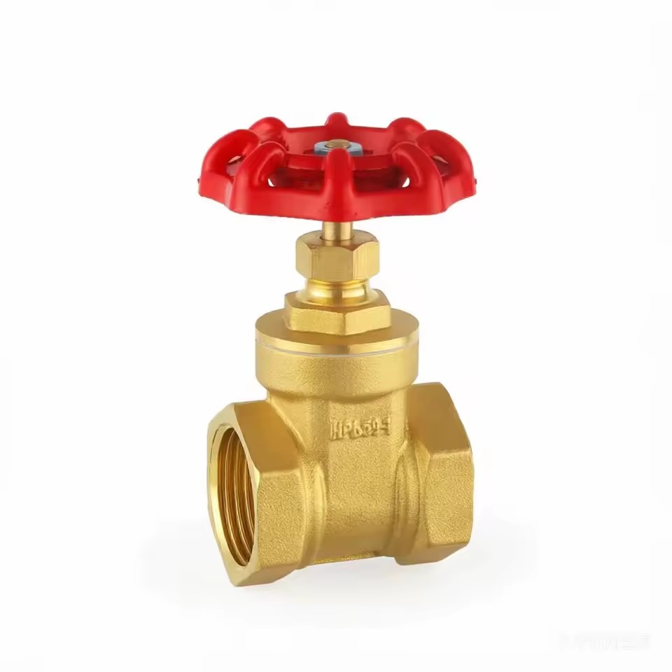 High Quality Brass Gate Valve Pn16 Forged Brass Stop Valve With Red Handle for Commercial Water Heating and Hvac Systems