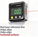 Dual-Sided Red Laser Inclinometer Box Level Digital Display Magnetic Suction Angle Slope Meter USB Powered Model WY3910R