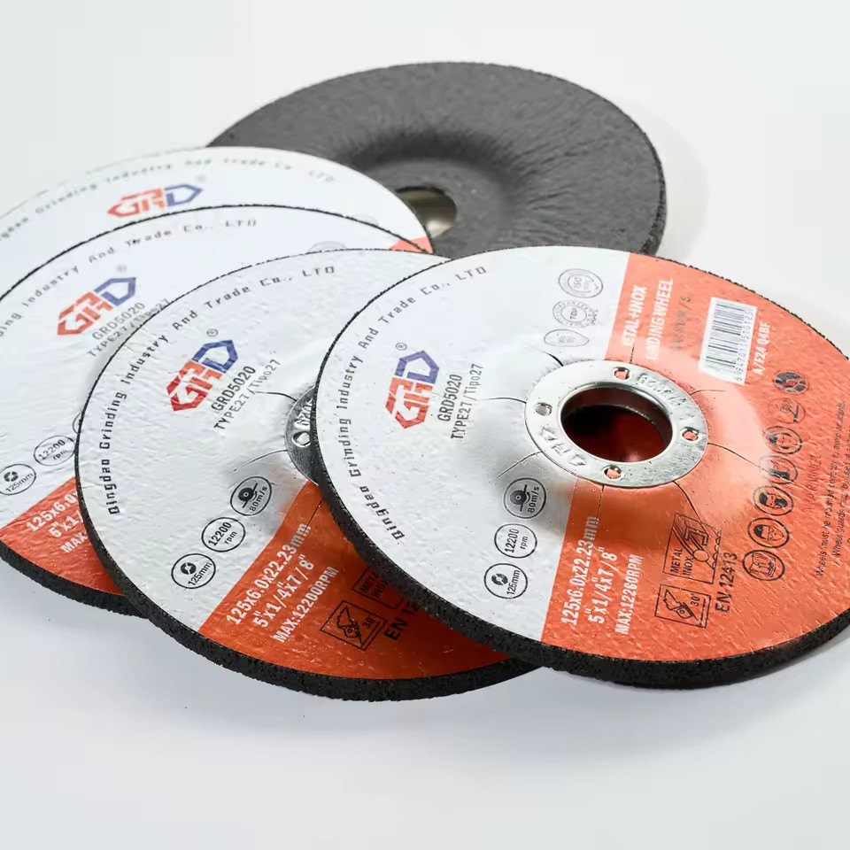 5 Inch Aluminum Angle Wheel Resin Bonded Extra Fine Grit 80 High Hardness 6mm Thickness 22mm Inner Deburring