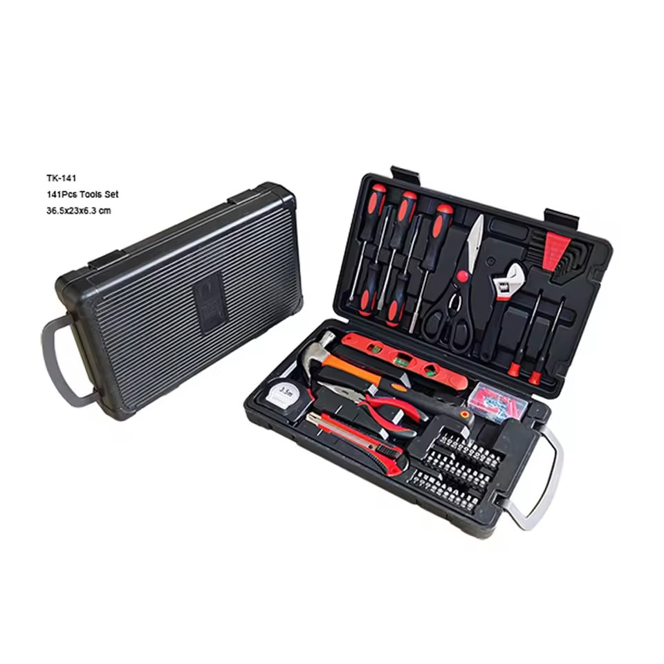 141 Piece Home Tool Kit Repair maintenance Tool Set with Hammer Screwdriver Wrench Durable Steel Tools with Portable Hard Case