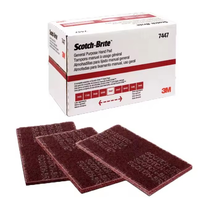 6\" X 9\" Inch 3M 7447 Scouring Pad with Grit Pattern for Polishing Metal and Removing Rust Abrasives