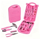 Women Ladies Home Repair Tool Set with Hammer Pliers Screwdriver Portable Plastic Tool Box Kit for Daily Use Gift Set