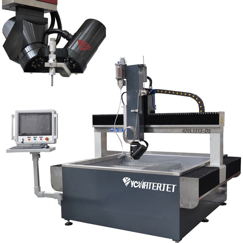 YCWJ CNC Tile Ceramic Marble Granite Waterjet 5axis 10 Degrees Compensated Cutting Granite Cut Machine