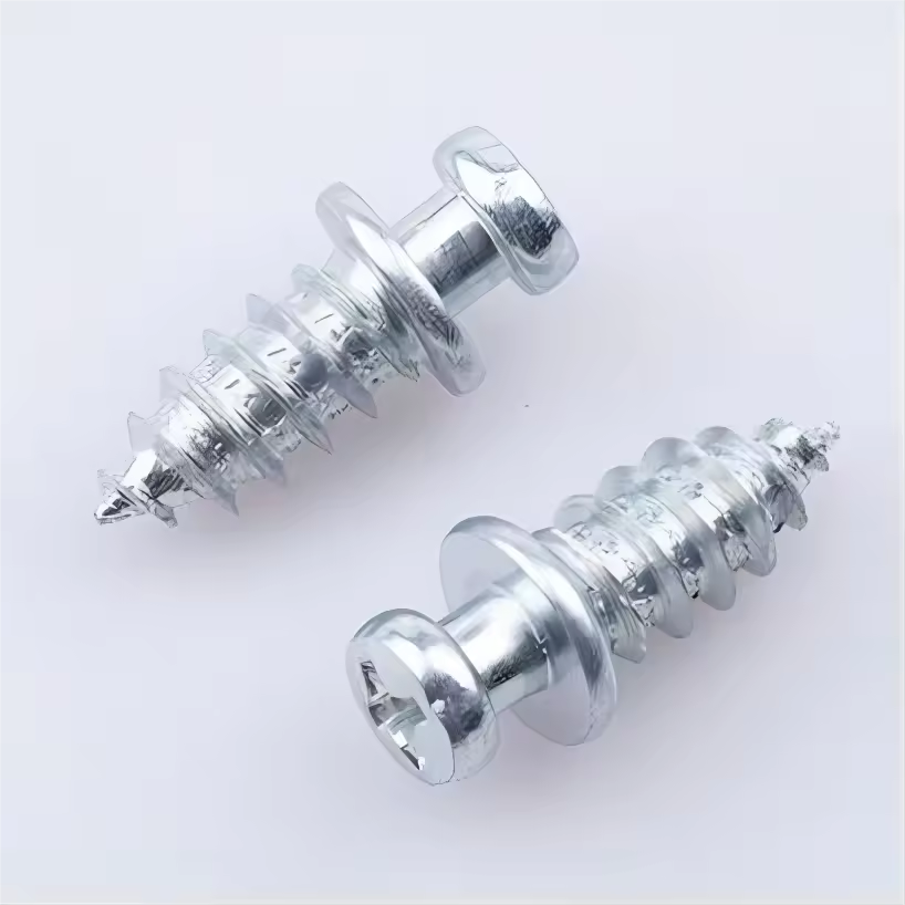 Zinc Plated ISO Metric M6x13mm Carbon Steel Flat Head Hidden 2-In-1 Mini Fix Connector Screw Furniture Bolt