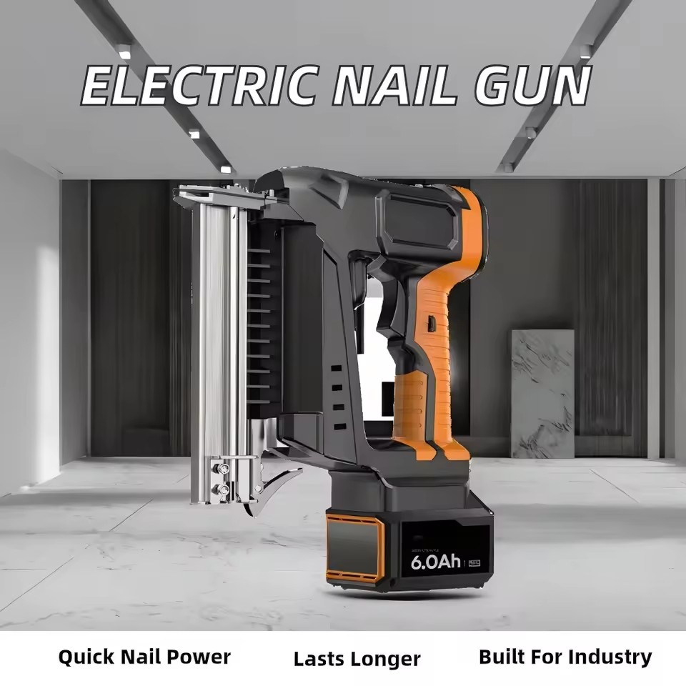 Stainless Steel Brad Nailer, Nail Shooting Tool for Woodworking Household Rechargeable Electric Nail Gun 6.0Ah with 2 Batteries