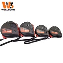 Wellborn Red Black Tape Measure -Steel Blade, Plastic Case with Locking Button, 3m/5m/7.5m/10m Metric Scale for Construction