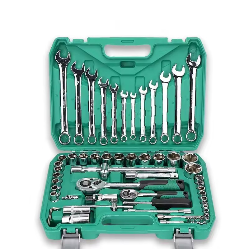 61-Pcs Repair Tool Set Combination 1/4" Socket Ratchet Wrench Casing Combo Car Repair DIY Usage OEM Support Hard Case Packaging