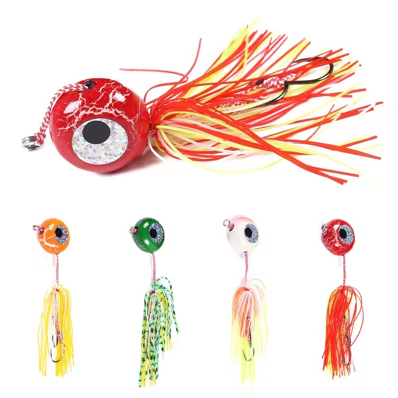 Wholesale JI014~019 20g 40g 60g 80g 100g 120g Buzzbaits Metal Lead Jig Head Hooks with Rubber Skirts