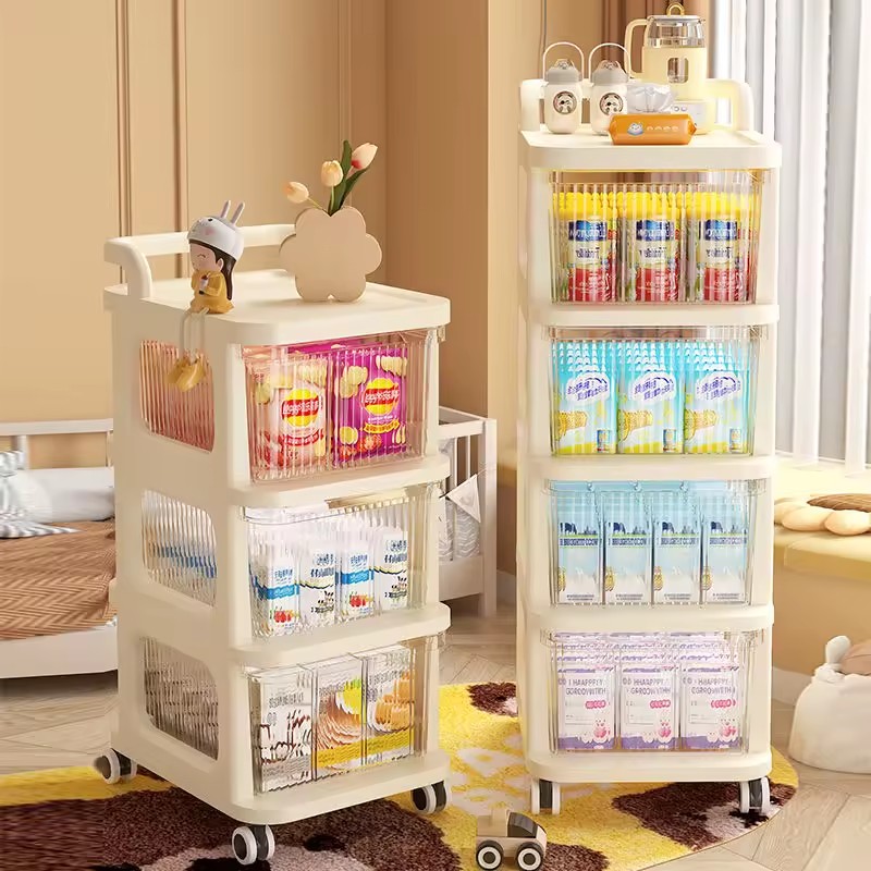 Factory Movable Trolley Snack Trolly Drawers Cabinet Multi-layer Baby Toy Storage Rack Container Shelf Holders for Living Room