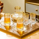 Amz Factory Royal Middle East Turkish Ramadan Gift Gold-Stamped Decals 120ml Glass Coffee Latte Tea Cup Saucer Set for Praying