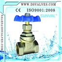 SUNVAL Brass Gate Valves 1/2" Forged Brass 1/2"-2" Inch Blue Wheelhandle Brass Gate Valve with Swivel Nut