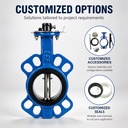 OEM PN16 Ductile Iron Wafer Type Butterfly Valve EPDM Soft Seal Stainless Steel Disc Manual Lever for Industrial Water Supply