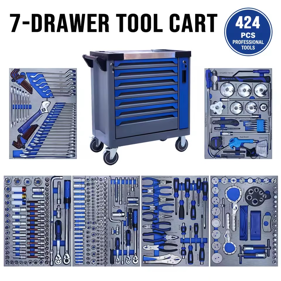 424 Piece Hardware Tool Set, Exclusively for 4S Stores, Garage Repair Manual Tool Cart Set