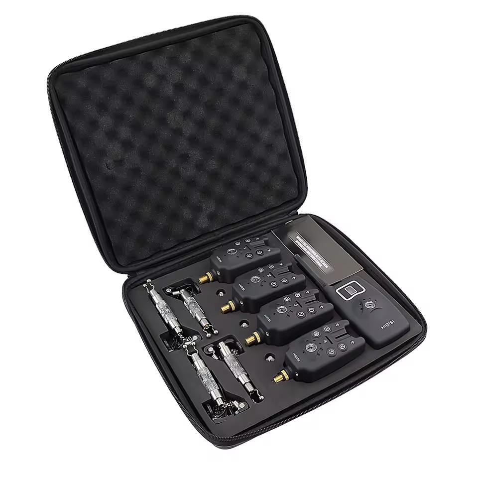 Wireless Fishing Bite Alarm 1+4 Set with 4pcs Illuminated Swinger in EVA case for Carp Fishing B1203S