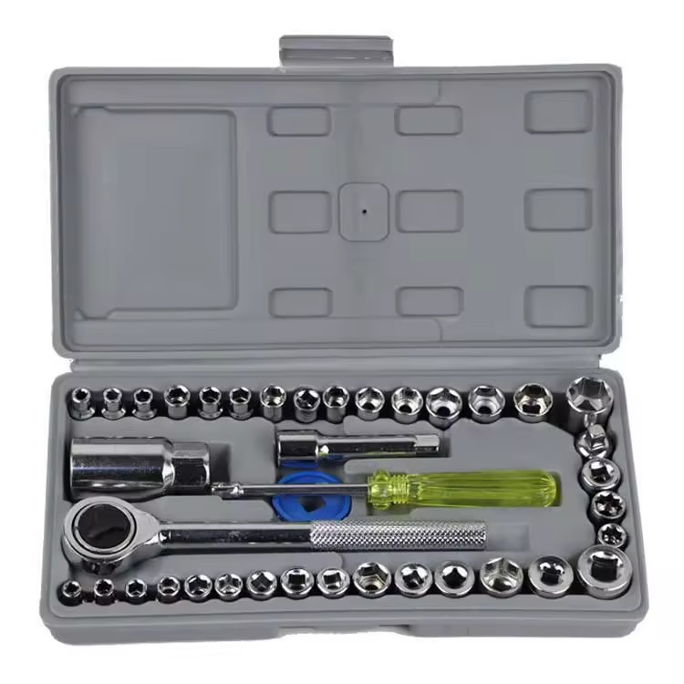 40-Piece High Quality Stainless Steel Combination Socket Screwdriver Hand Tool Ratchet Wrench Set with Hard Case OEM