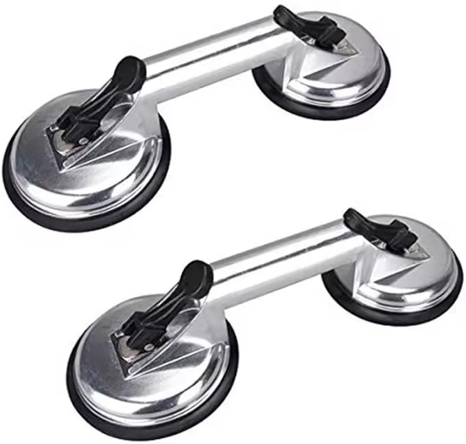 WEHER Factory 2 Claw Aluminum Alloy Vacuum Heavy Duty Glass Suction Cup Lifter Double Handle Locking Industrial Grade 150KG