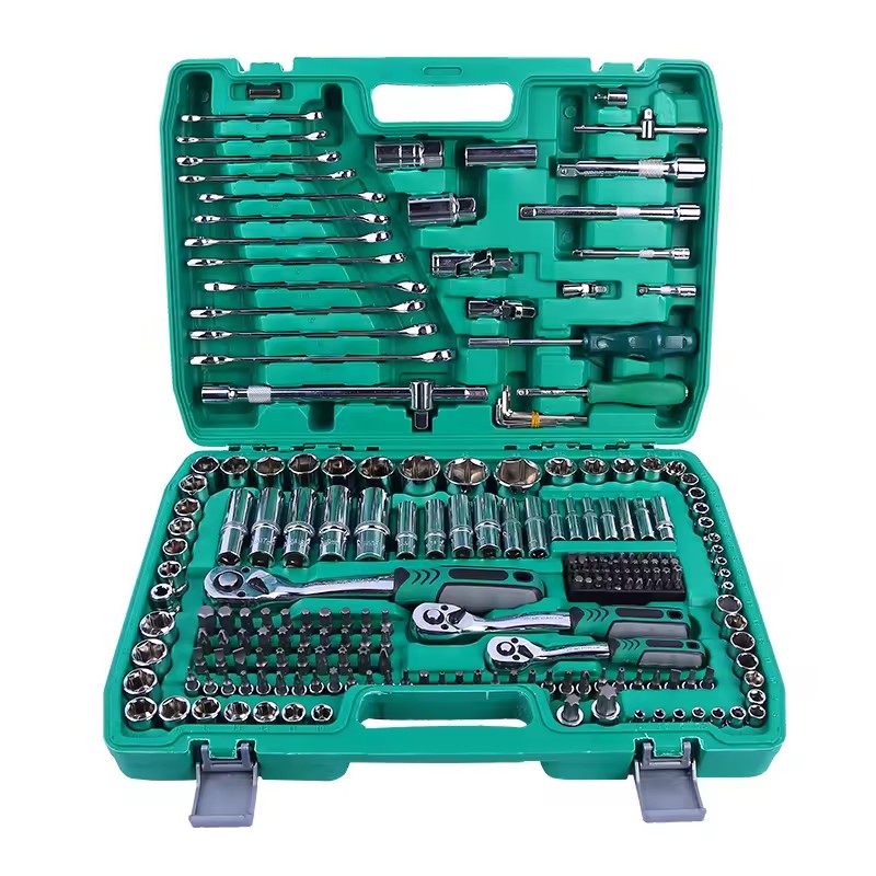 LF-HT-229 216-Piece Chrome Vanadium Steel Auto Repair Kit Socket Wrench Tool Box 3/4in Drive for Hand-Power Source