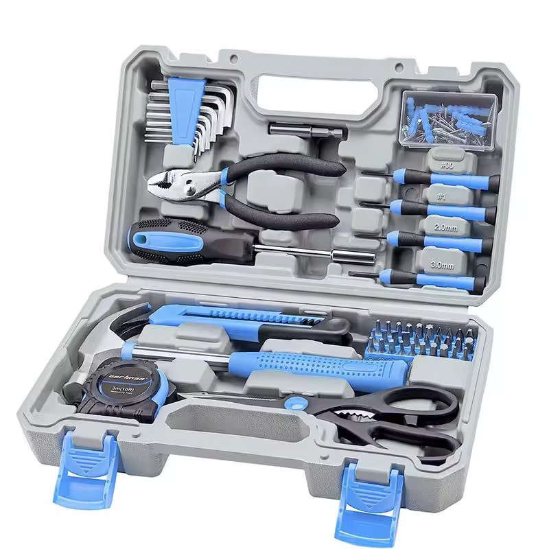 126-Piece Hardware Tool Set with Wrenches, Pliers, and Manual Tools Home Use Screw Repair Tool Kit