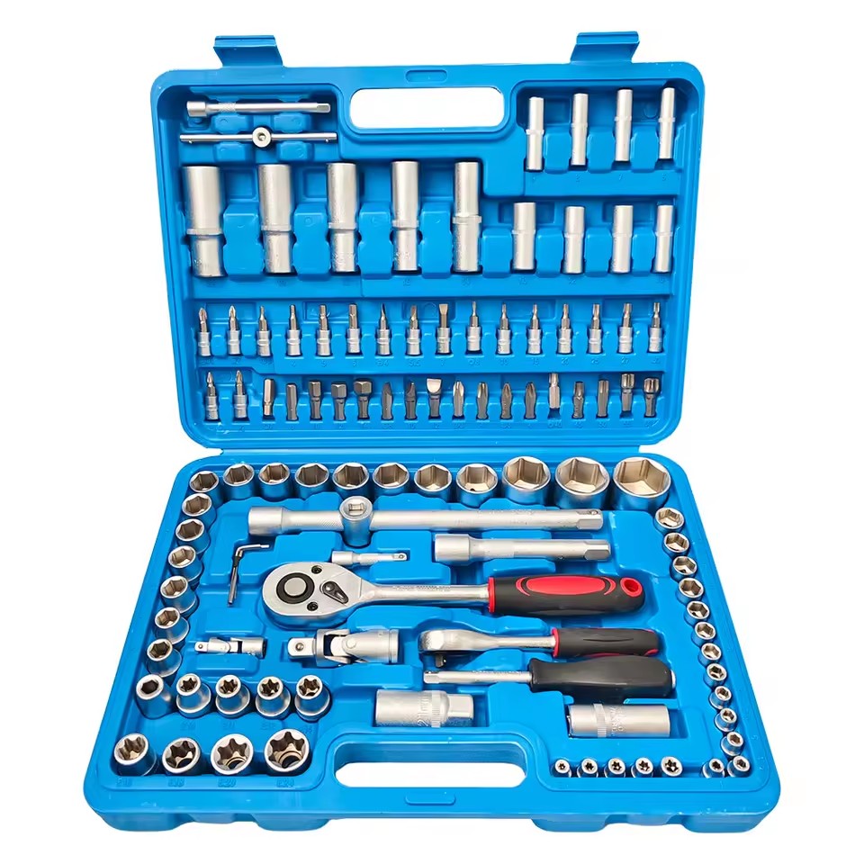 108pcsProfessional Hand Mechanic Socket Wrench Tool Set Manual Ratchet Wrench Home Repair Tool Kits for Motorcycle and Bicycles