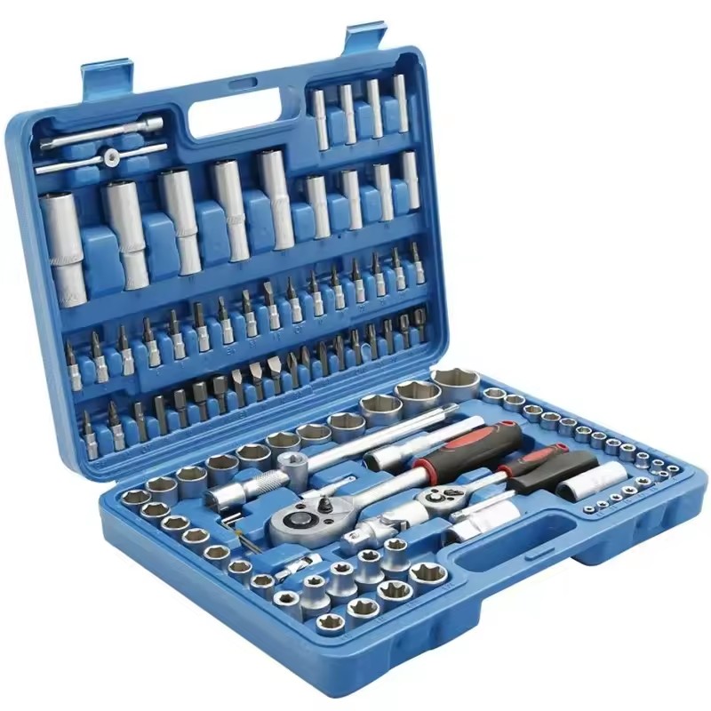108 Piece 1/2,3/8,1/4 Inch Drive Flexible Head Rotator Ratchet Handle Wrench Socket Set