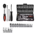 46-Piece DIY Metric Steel Auto Repair Ratchet Wrench Tool Box Portable Car Socket Hand Repair Tool Set for Vehicle Maintenance