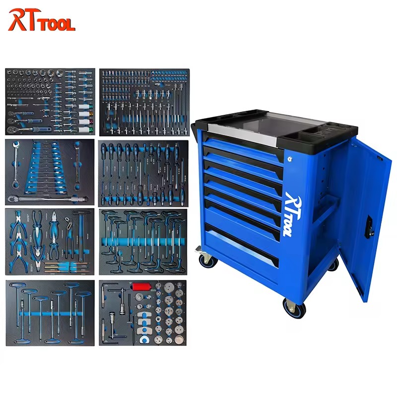 RTTOOL Factory Direct Sales 279 Pcs Tools Sets Rolling Box Garage Workshop Tool Cabinet Tool Trolley with Wheels
