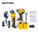 Professional 21V Brushless Cordless Impact Wrench & Angle Grinder Combo Kit, 2-Piece Power Tool Set for Construction Workshop