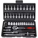 46-Piece Auto Repair Tool Set Socket with Ratchet Wrench Bit Hard Case Combination Tool for Auto Parts Hand-Powered Source