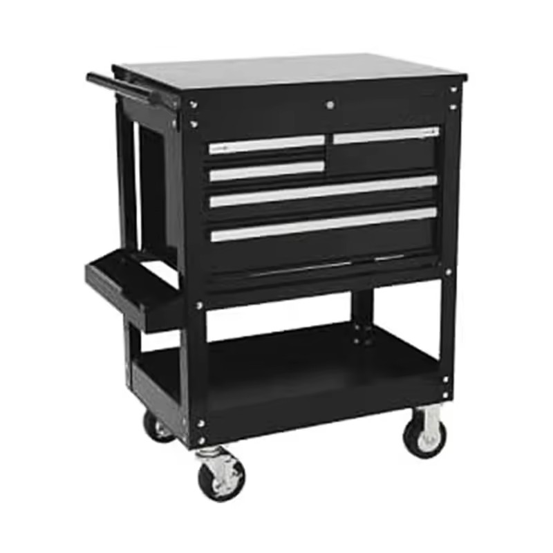 Cart Black 5 Shelf Steel Service Utility Cart 5 Level Heavy Duty Auto Repair Tool Trolley