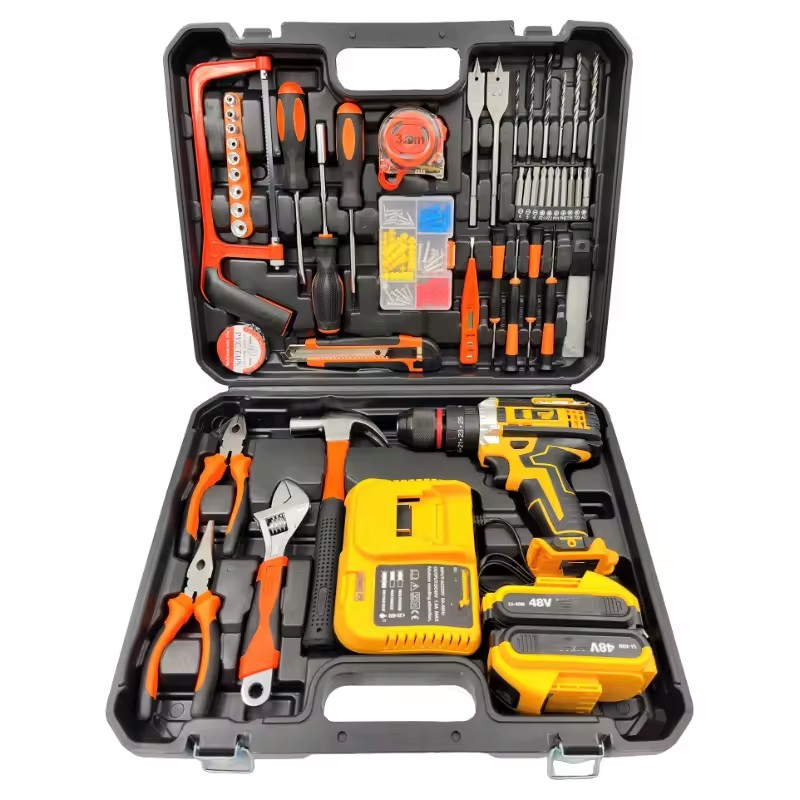 Double Head Three-function Metal Chuck Lithium Battery Reversible Multi-Speed Drill Drill Cordless Drill Power Tool Set