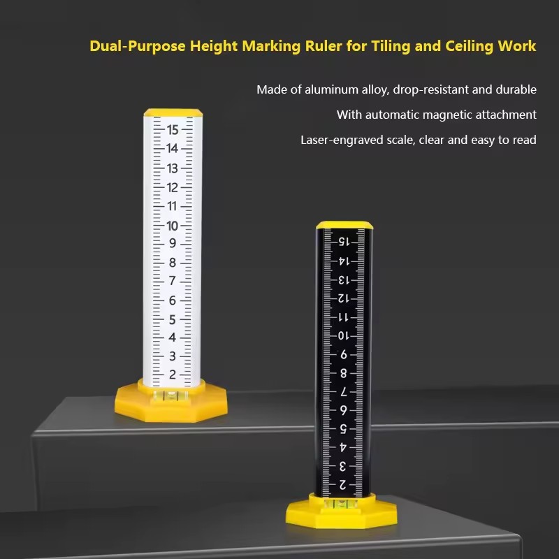 Industrial Magnetic Aluminum Equal Height Level Ruler | Laser Engraved Scale for Construction DIY Ceiling Keel Tile Laying Work
