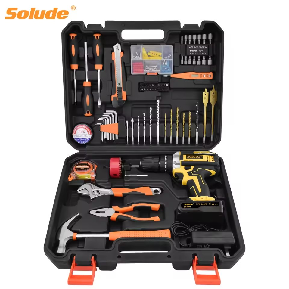 112PCS Power Tools Combo Kit Cordless Electronic Maintenance Drill Set Impact Wrench Combo Power Tools Kits