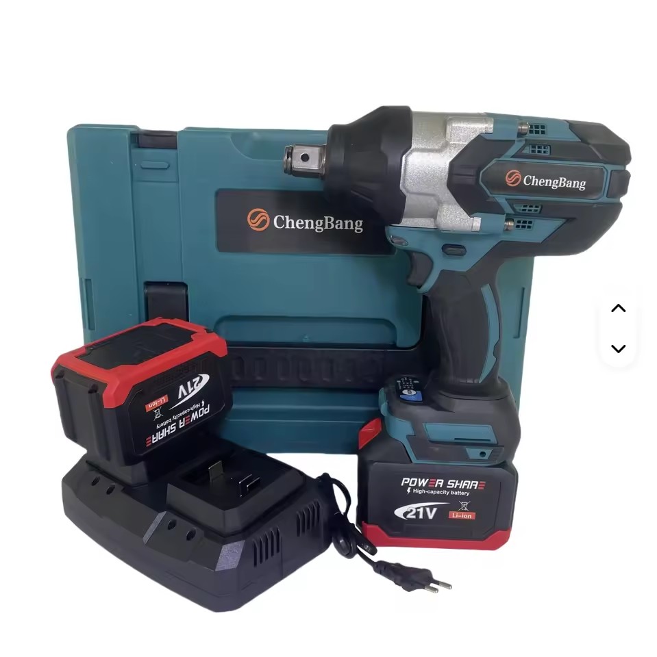 2000N.m Large Torque Heavy Duty Brushless Power Wrench 3/4" Rechargeable Battery Powered Cordless Electric Impact Wrench Set